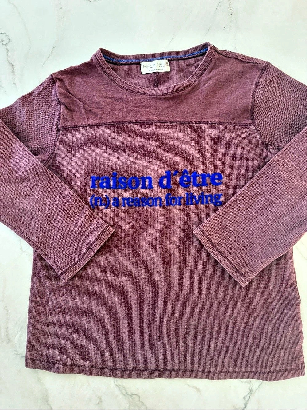 Zara Kids Raison d’Être Long Sleeve Shirt Size 8 Graphic Red Navy